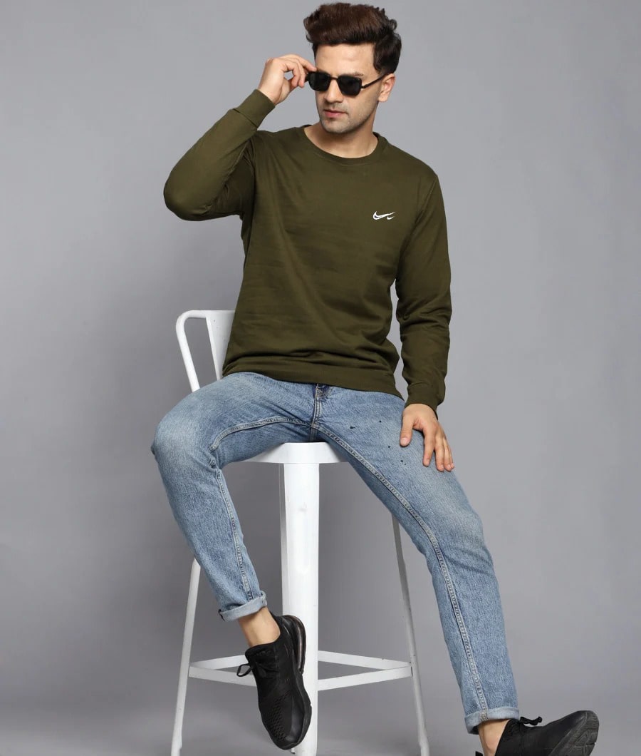 Casual Nike Sweatshirt Export Quality-Solider Green