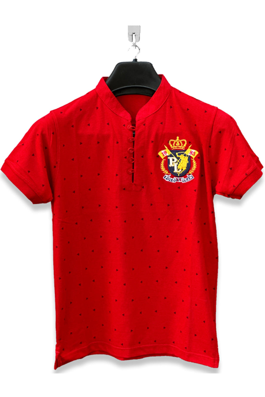Men Round Neck Polo Shirt Export Quality-Red