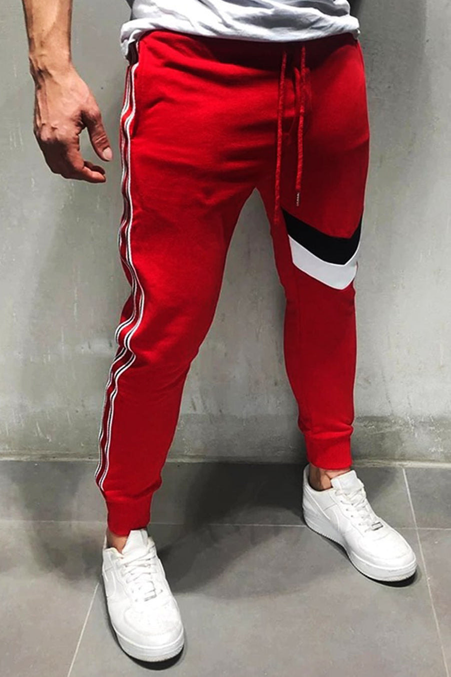 Casual Imported 1 Leg Panel Trouser Export Quality-Red