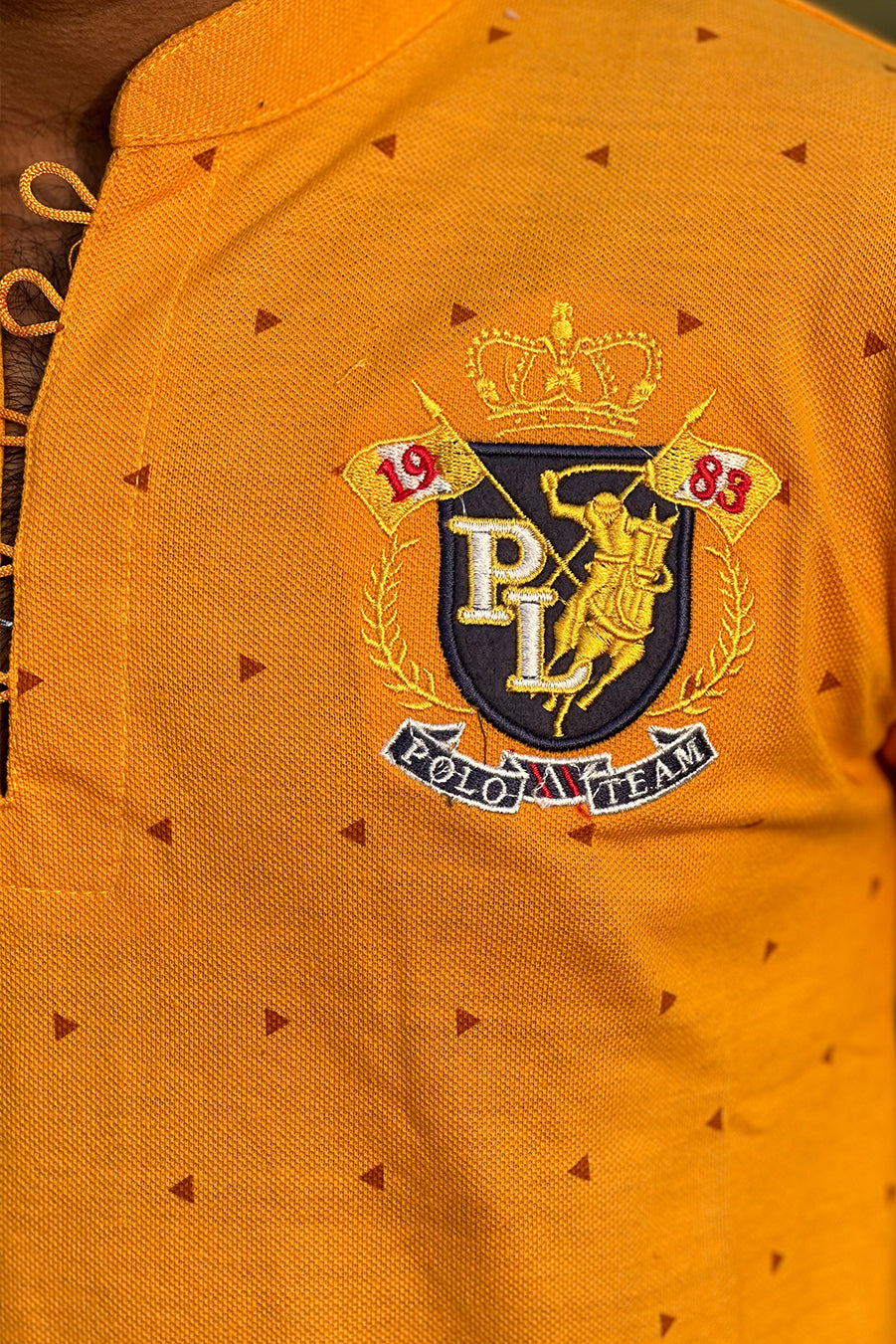 Men Round Neck Polo Shirt Export Quality-Yellow