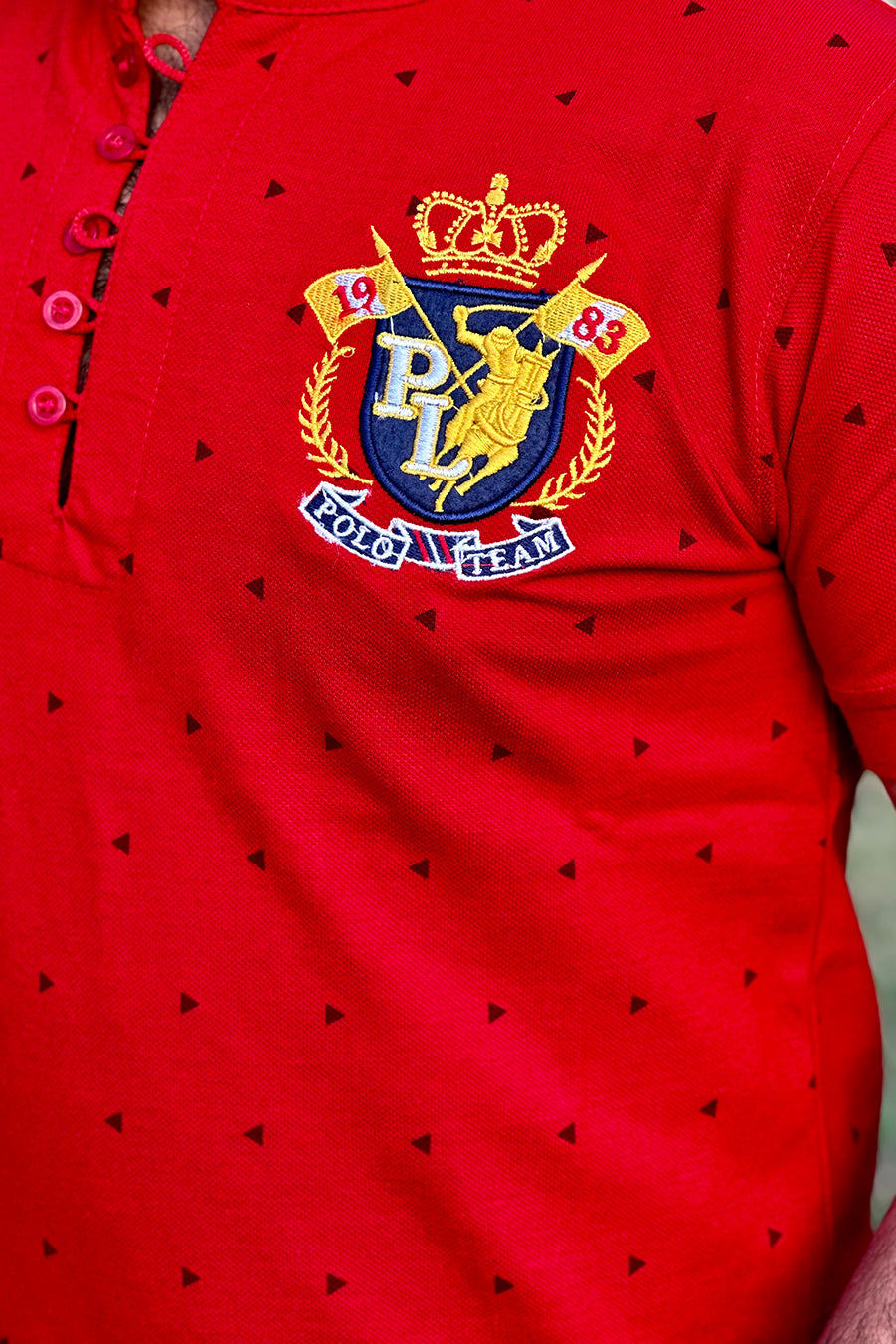 Men Round Neck Polo Shirt Export Quality-Red