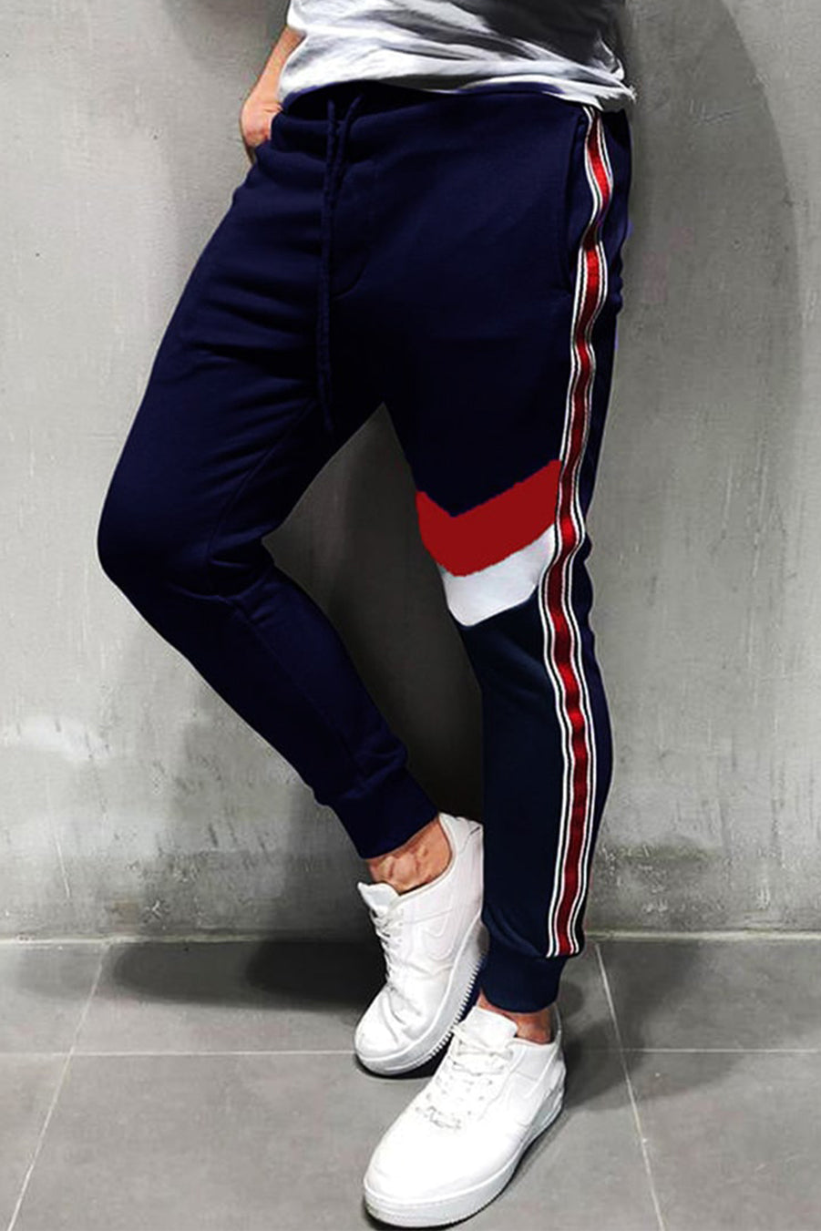 Casual Imported 1 Leg Panel Trouser Export Quality-Blue