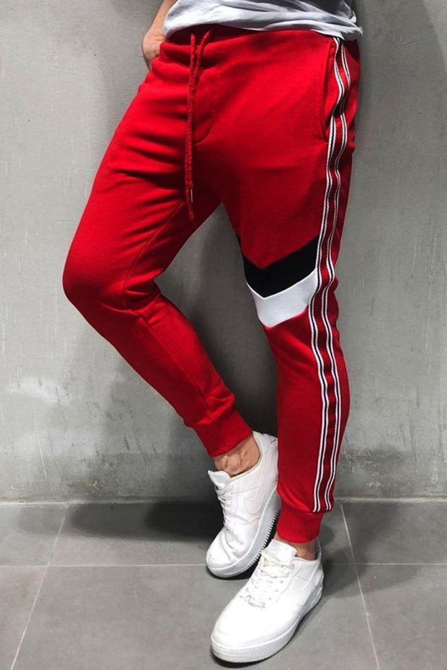Casual Imported 1 Leg Panel Trouser Export Quality-Red
