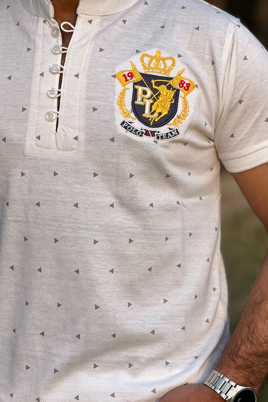 Men Round Neck Polo Shirt Export Quality-White