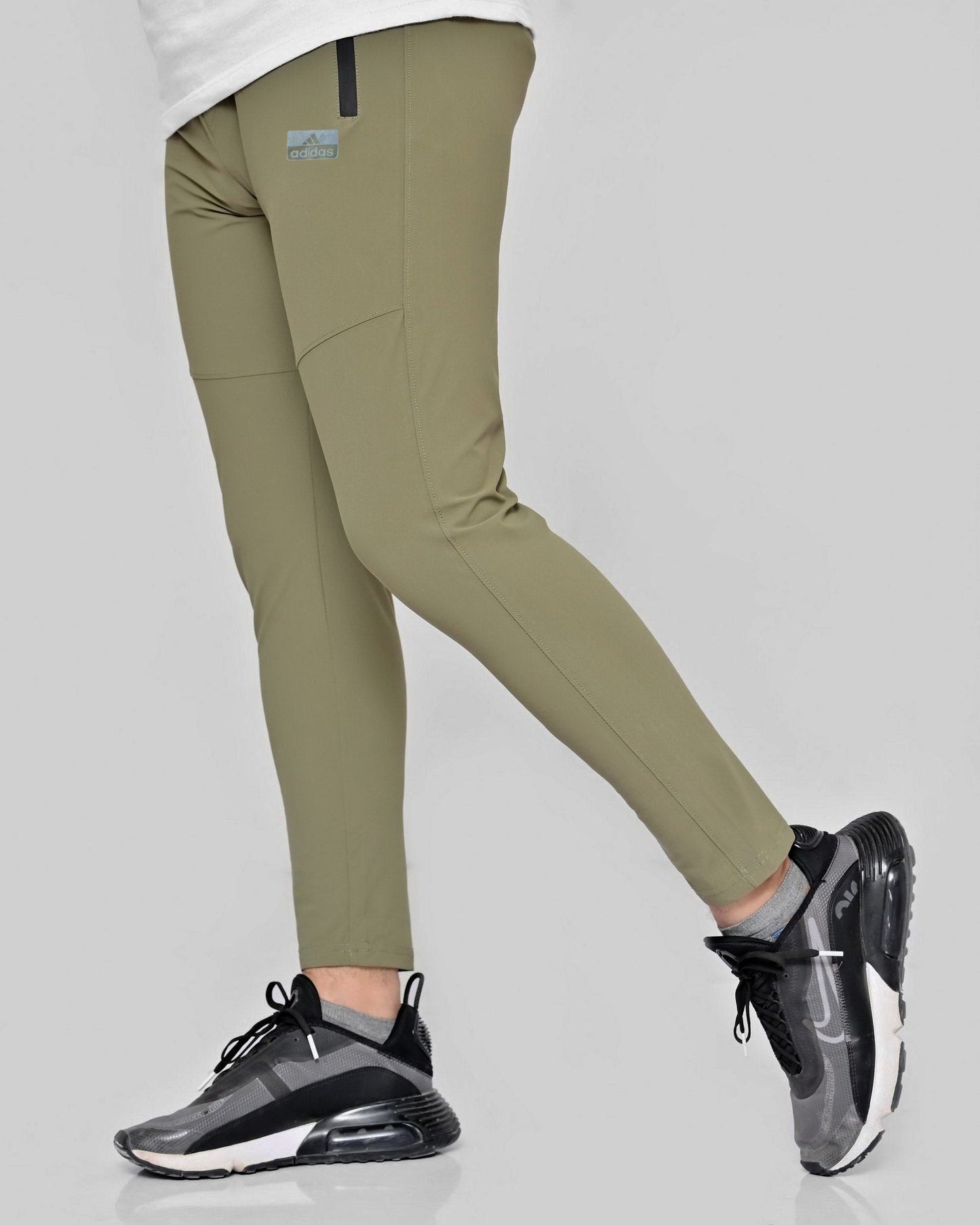 Men Casual Adidas Super Stretchable Imported Trouser-Solider Green