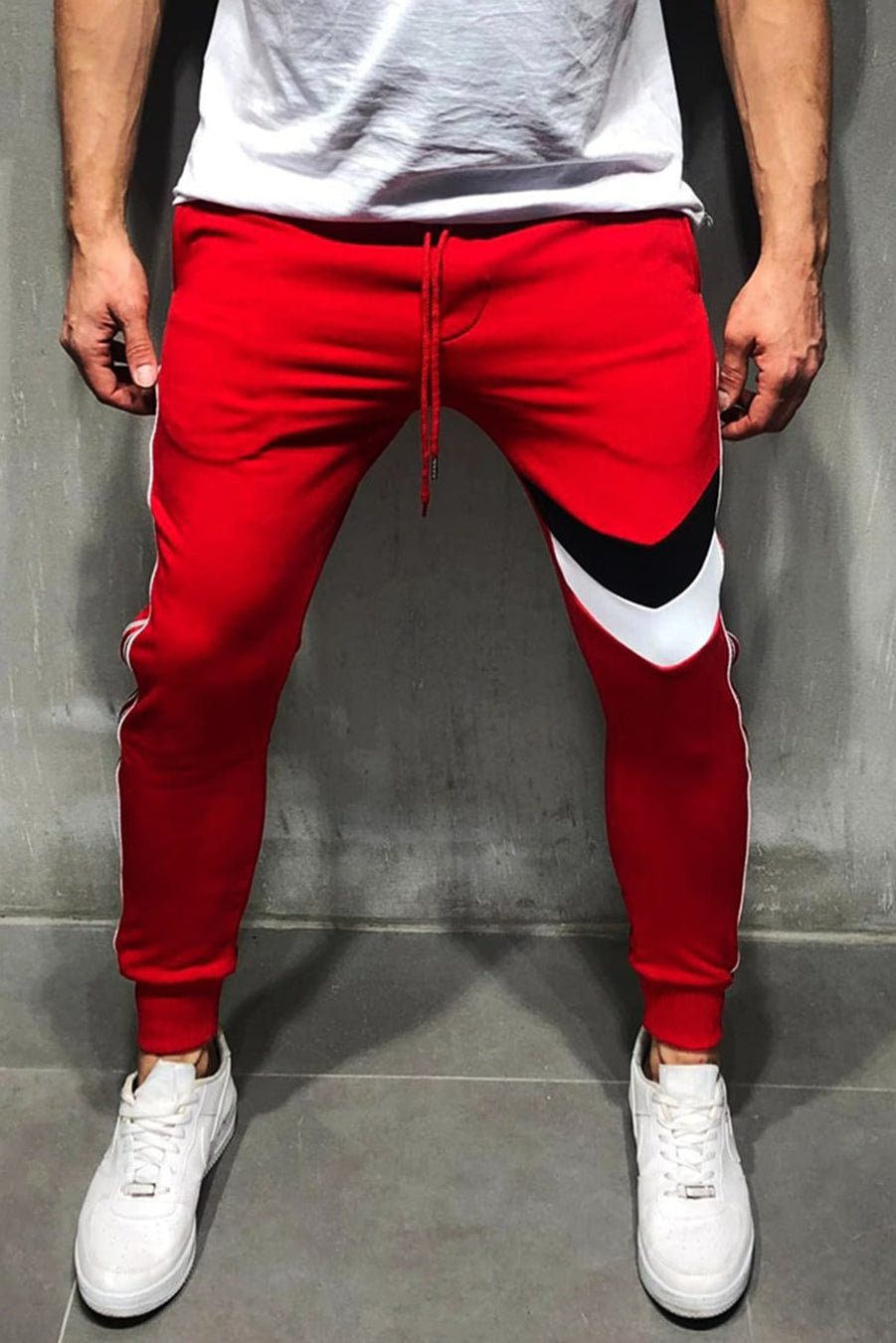 Casual Imported 1 Leg Panel Trouser Export Quality-Red