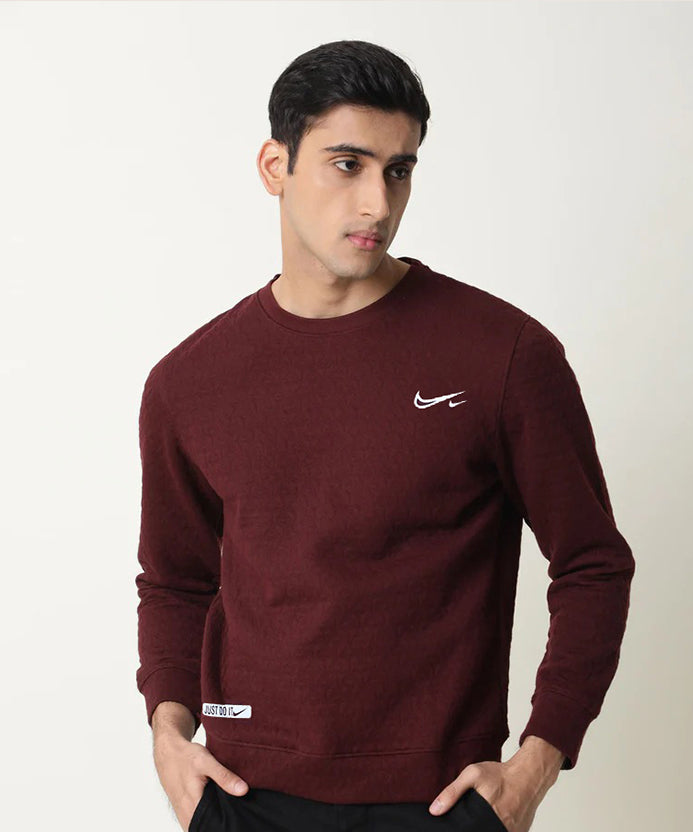 Casual Nike Sweatshirt Export Quality-Burgundy