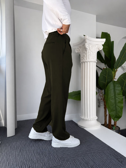 Self Texture Cotton Knitted Pant-Olive Green
