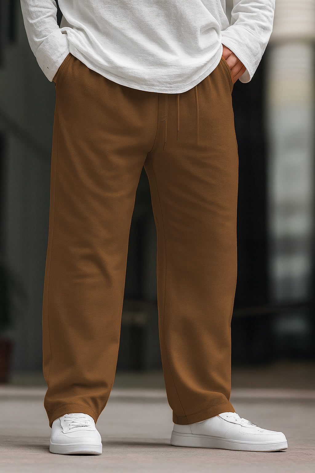 Imported Loose Bottom Trouser-Camel Brown