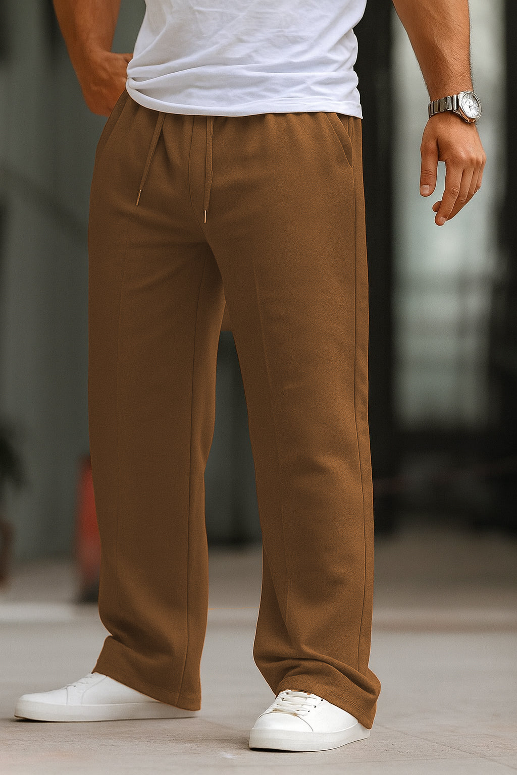 Imported Loose Bottom Trouser-Camel Brown