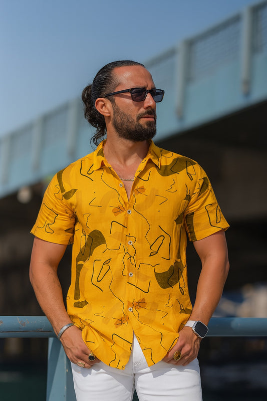 Half Sleeve- Linen Caramel Ribbon