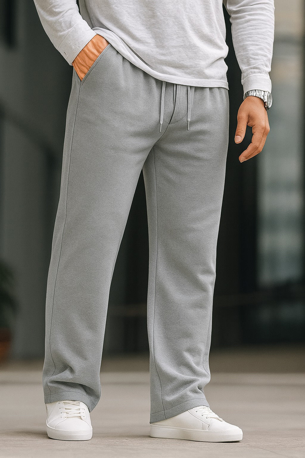 Imported Loose Bottom Trouser-Silver Grey