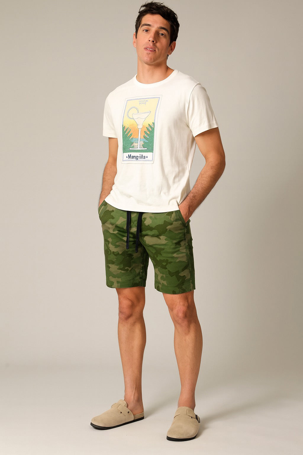 Casual Camouflaged Solider Green Flag Short