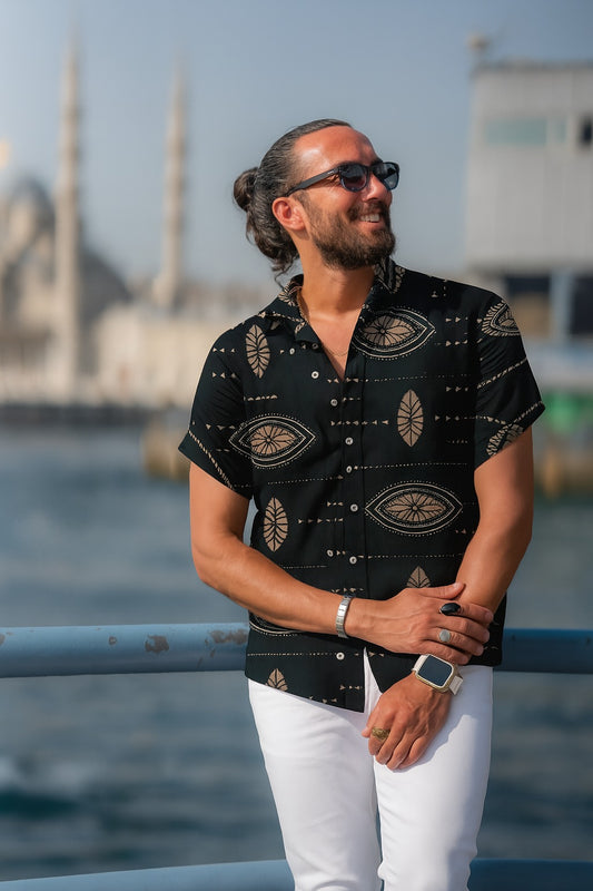 Half Sleeve- Linen Horizontal Ethnic