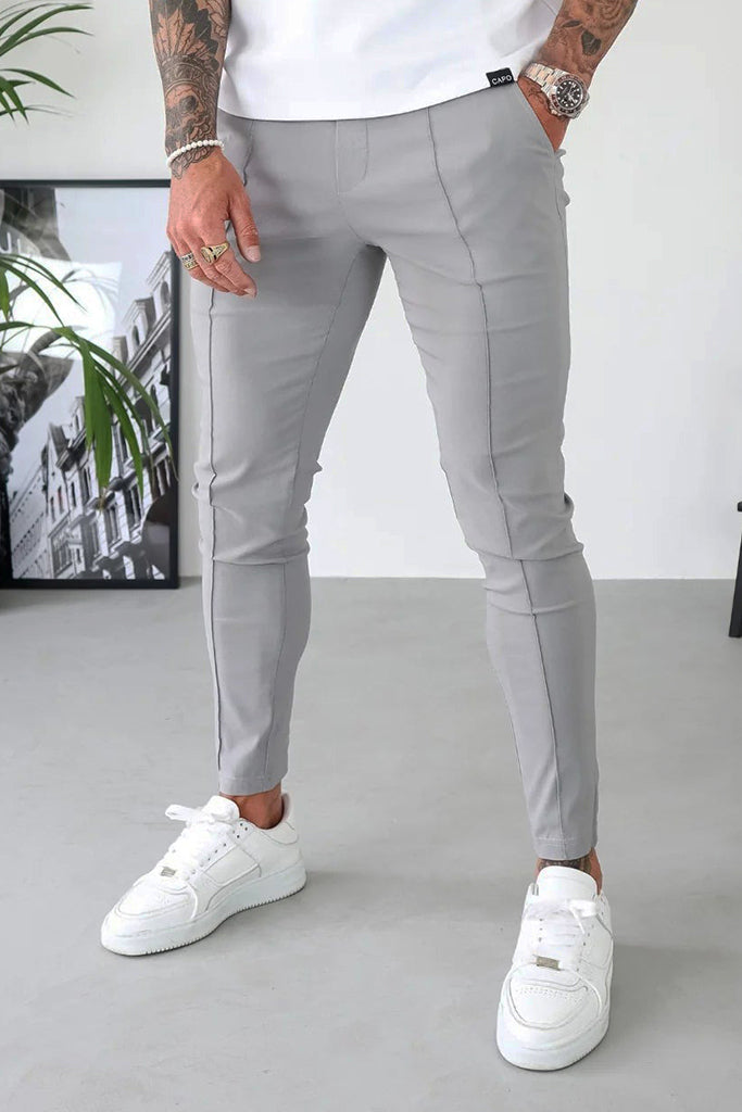 Slim Fit Front Panel Trouser Export Quality-Silver Grey