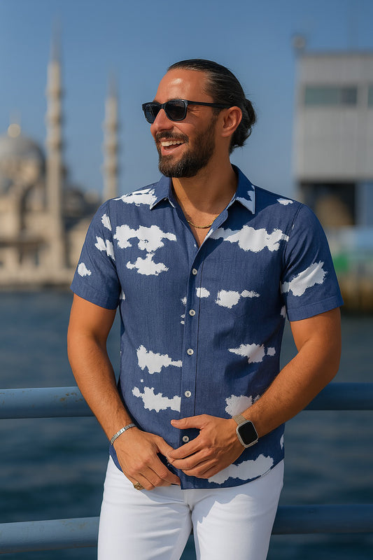 Half Sleeve- Linen Grey Tie Dye