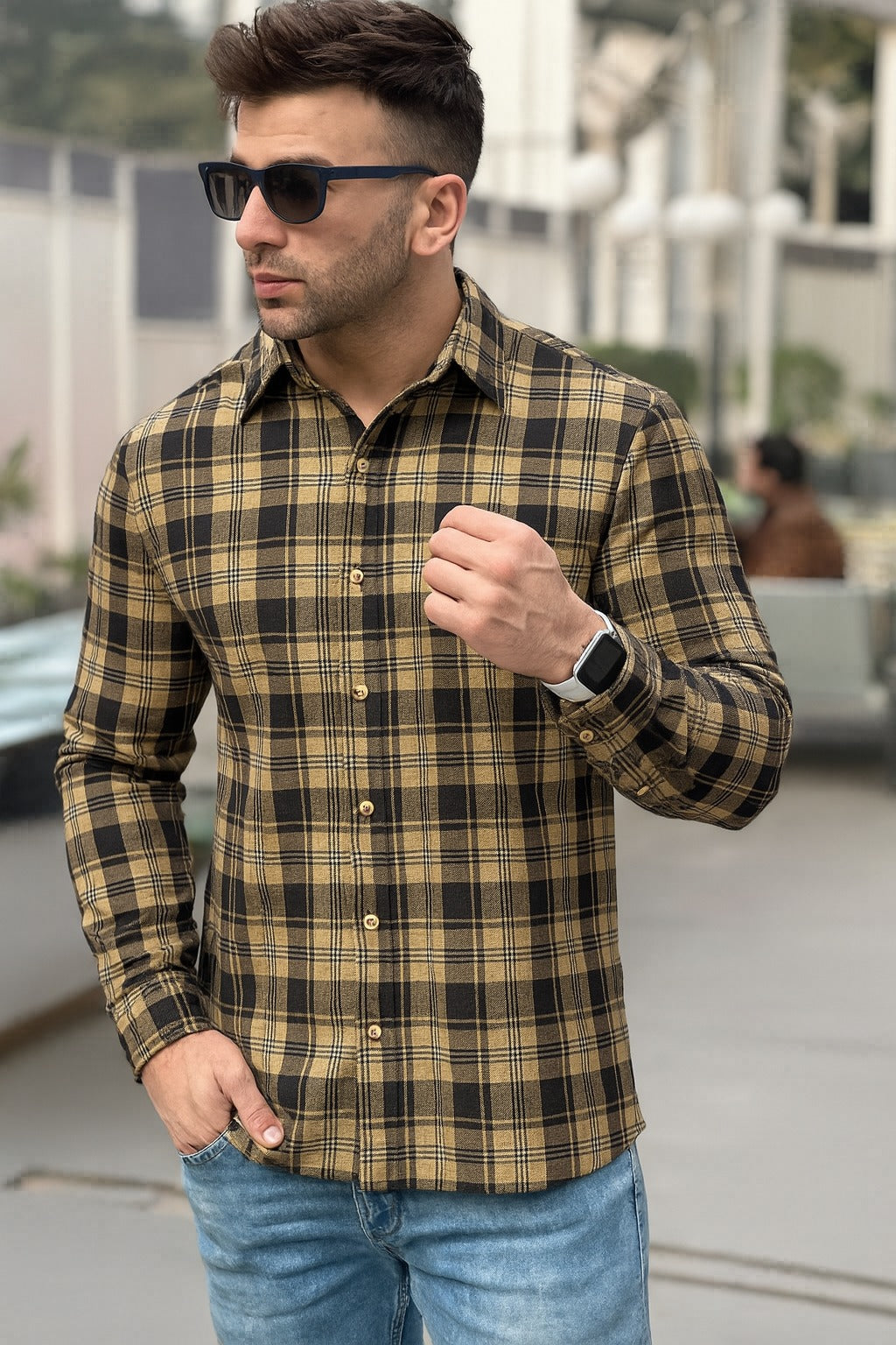 Casual Shirt- Skin Black Check