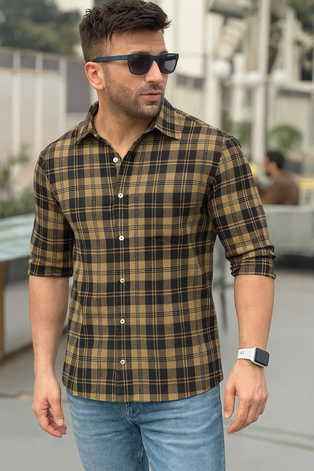 Casual Shirt- Skin Black Check