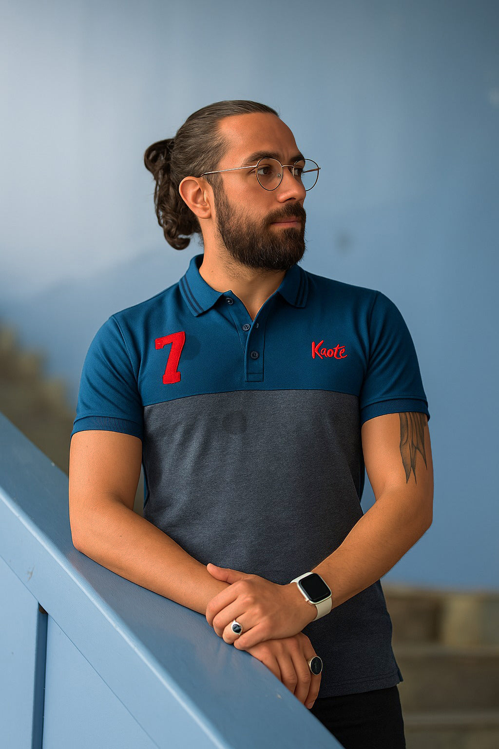 Men Polo Shirt Export Quality-BlueGrey