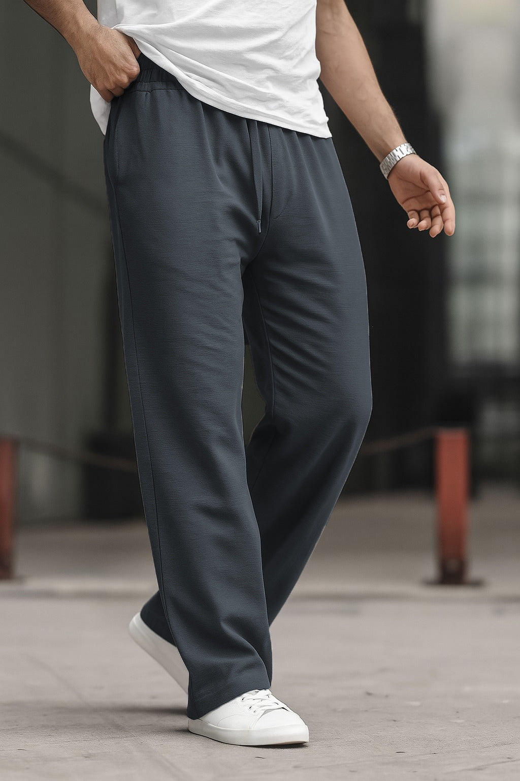 Imported Loose Bottom Trouser-Dark Grey