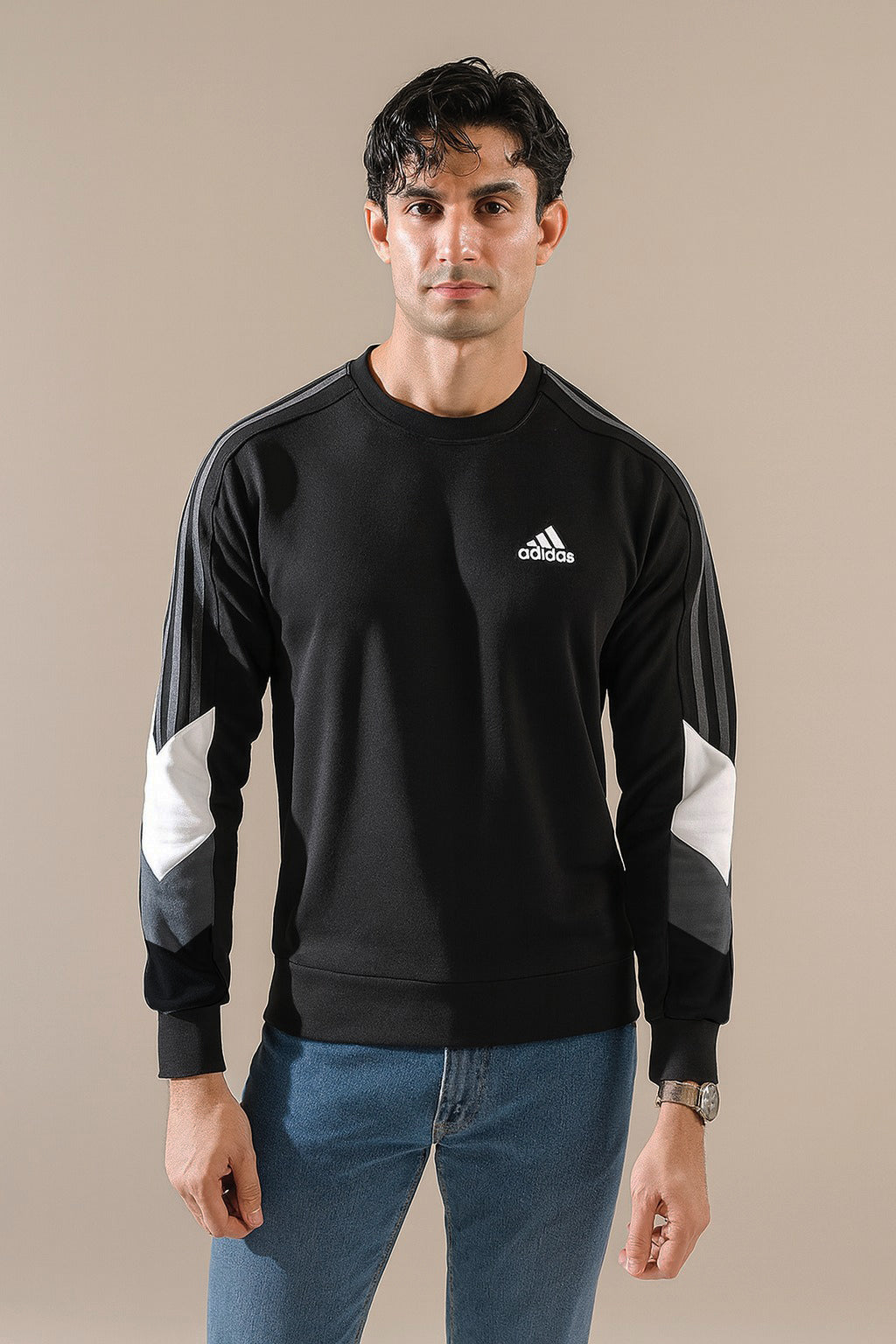 Casual Adidas Slimfit Sweatshirt Export Quality- Black