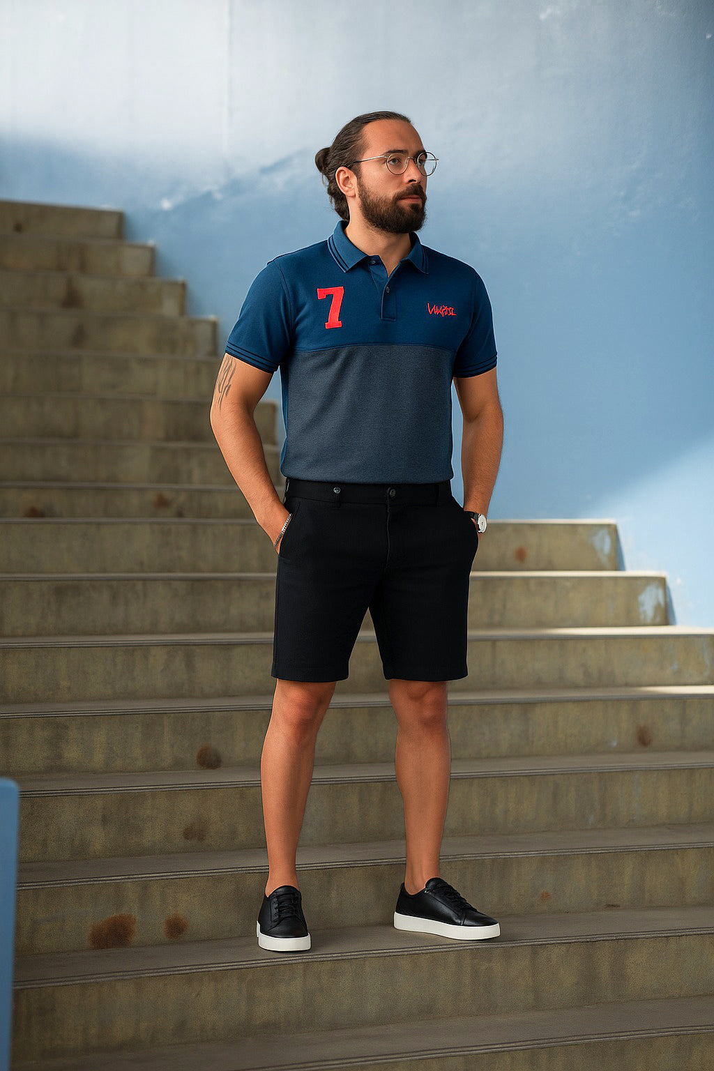 Men Polo Shirt Export Quality-BlueGrey