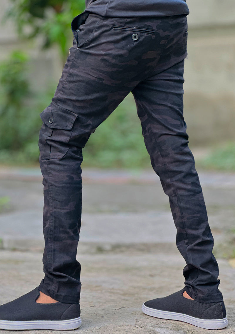 Men Cargo Camo Denim Cotton Pant