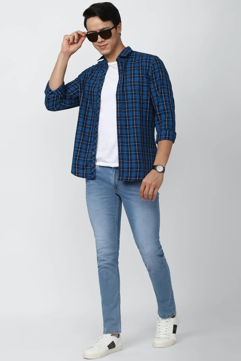 Men Ankle Fit Denim Blue Jeans