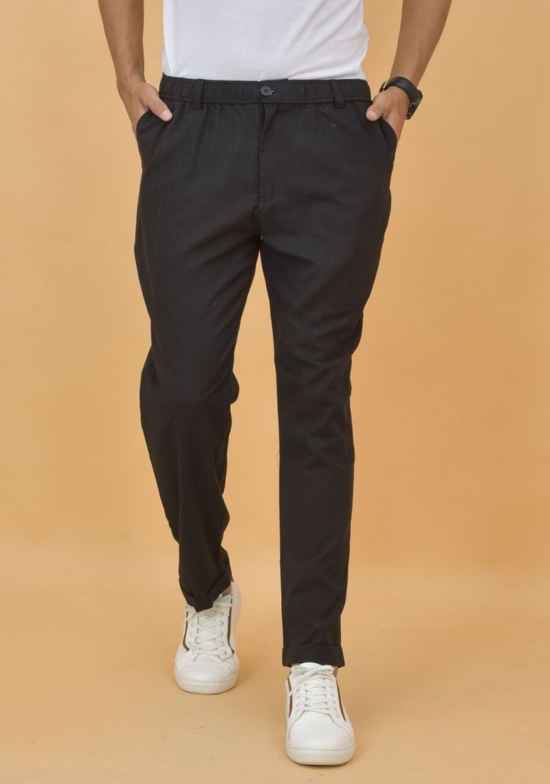 Casual Denim Cotton Pant Trouser-Black