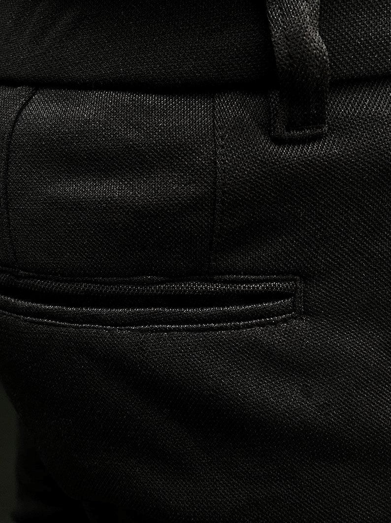 Self Texture Cotton Knitted Slim fit Pant-Black