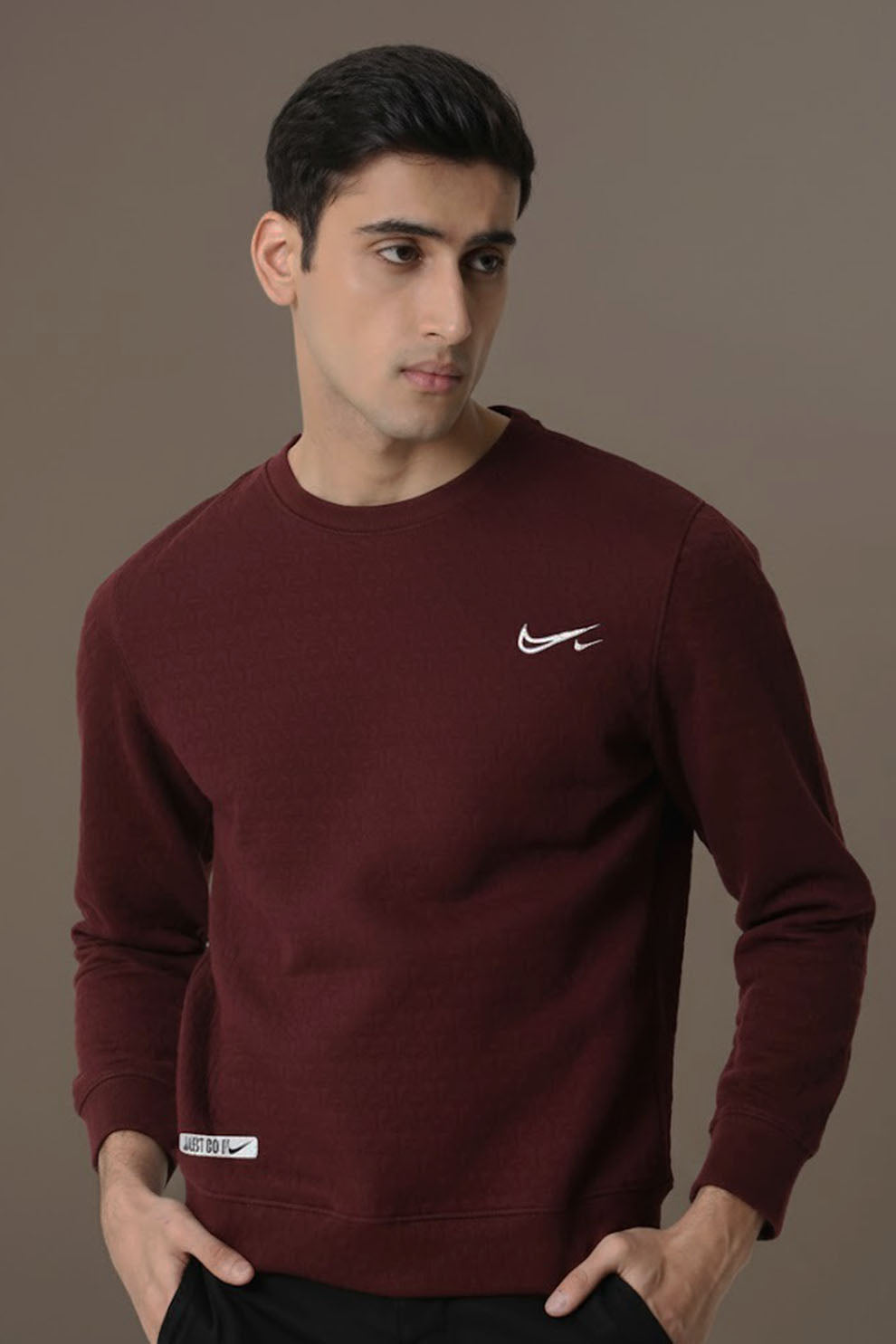 Casual Nike Sweatshirt Export Quality-Burgundy