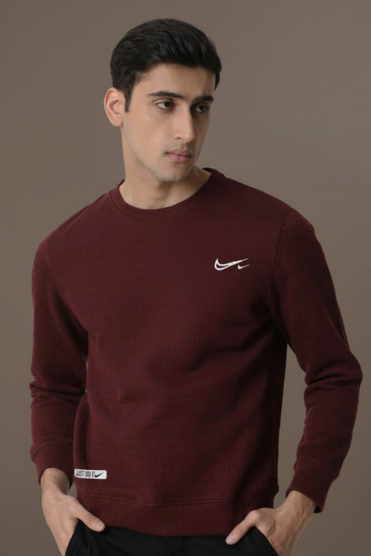 Casual Nike Sweatshirt Export Quality-Burgundy