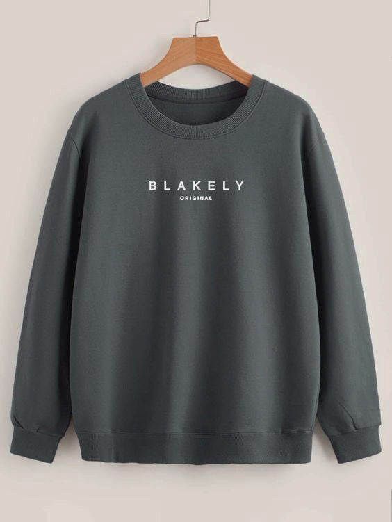 Casual Blakely Sweatshirt Export Quality-Charcoal Grey