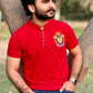 Men Round Neck Polo Shirt Export Quality-Red