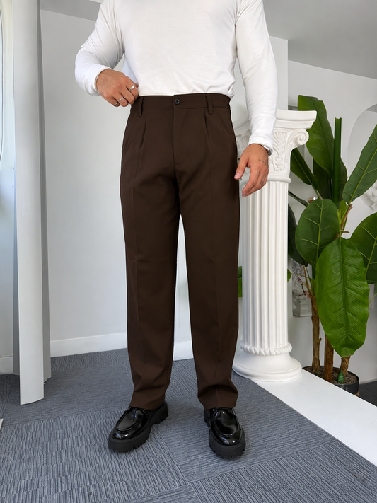Self Texture Cotton Knitted Slim fit Pant-Dark Brown