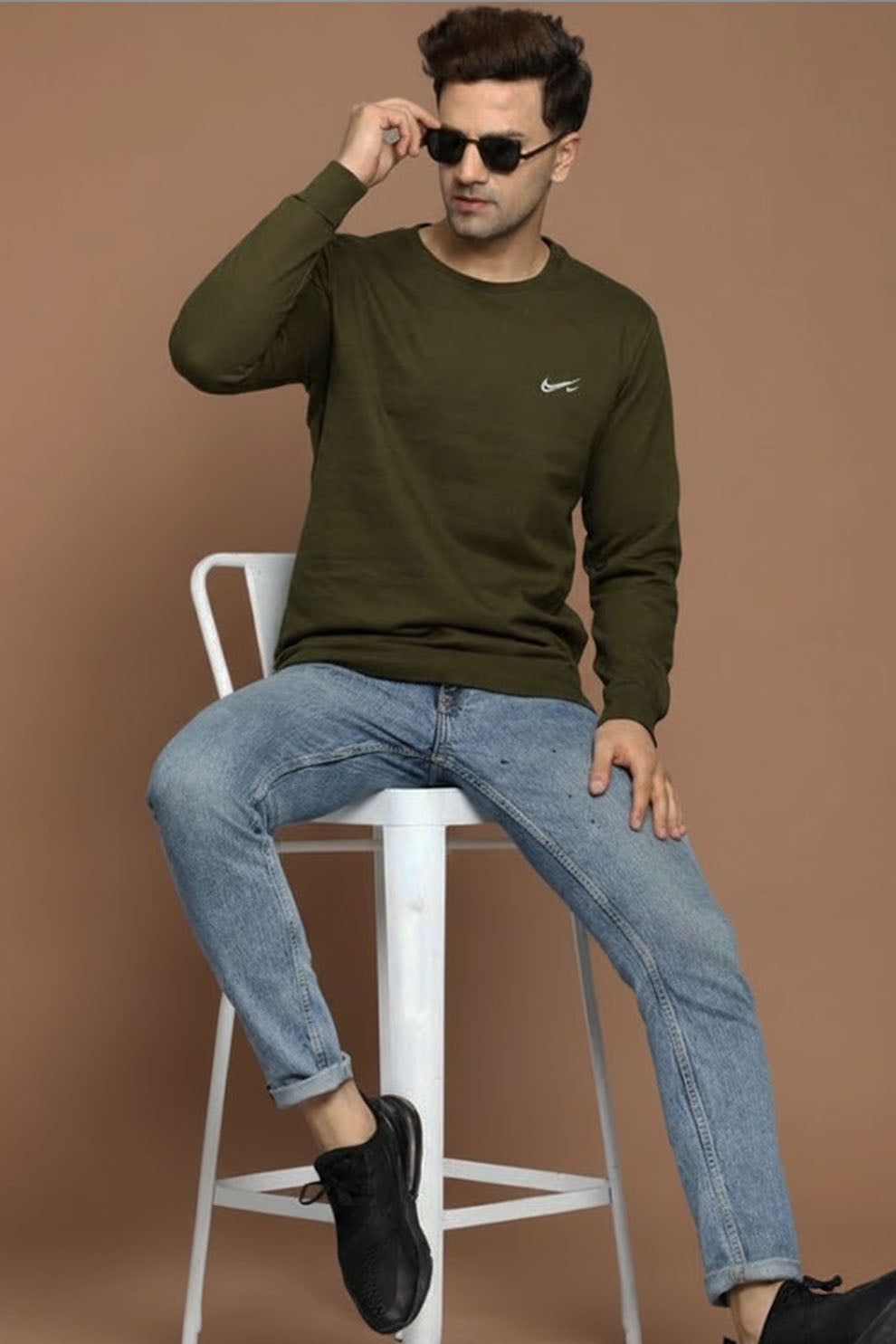 Casual Nike Sweatshirt Export Quality-Solider Green