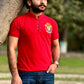 Men Round Neck Polo Shirt Export Quality-Red