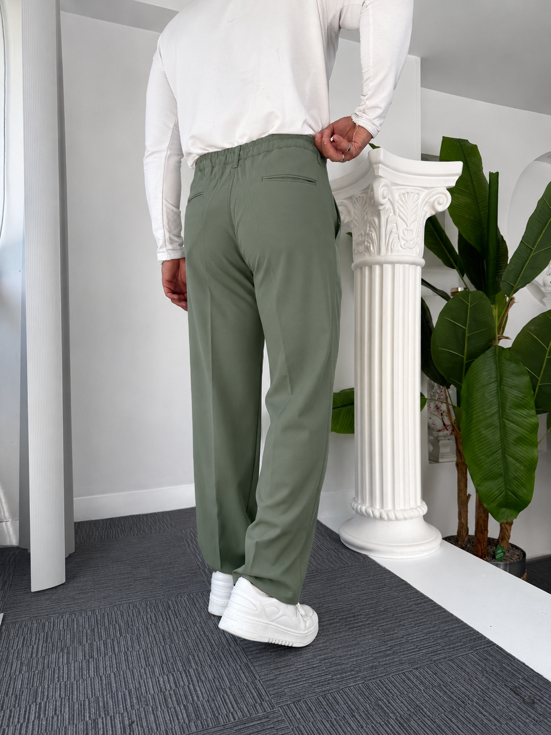Self Texture Knitted Cotton Pant-Mint