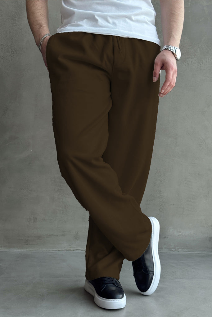 Imported Loose Bottom Trouser-Dark Brown