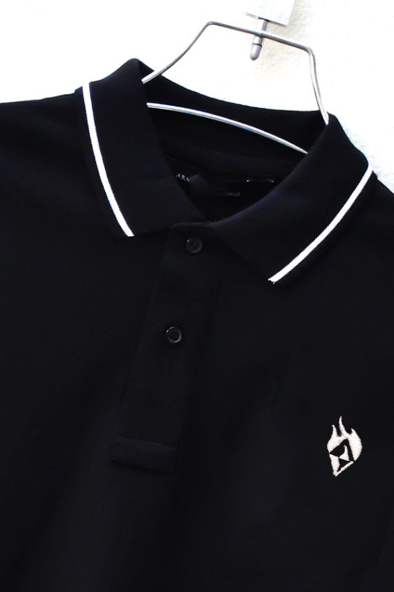 Men Polo Abrodard Shirt Export Quality- Black