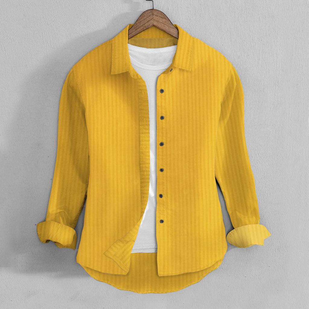 Casual Shirt- Linen Yellow Splatter Print