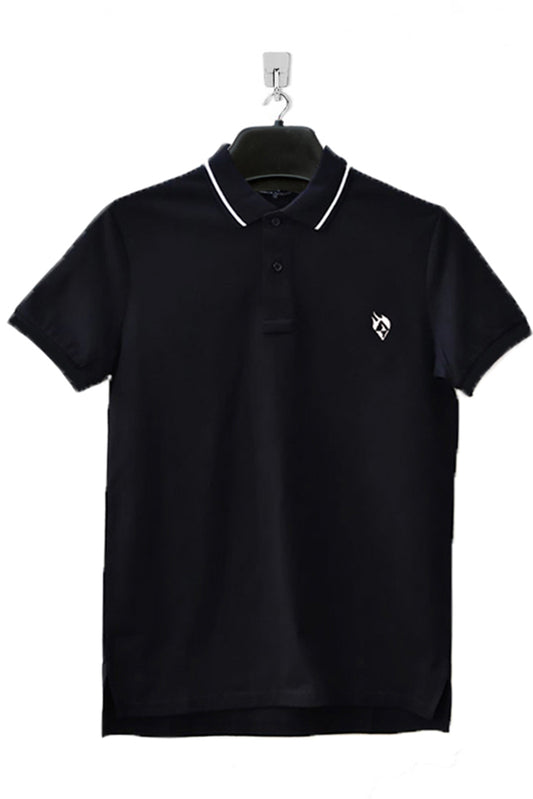 Men Polo Abrodard Shirt Export Quality- Black