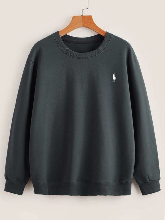 Casual Polo Sweatshirt Export Quality-Dark Grey