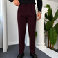 Self Texture Knitted Cotton Pant-Maroon