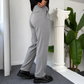 Self Texture Knitted Cotton Pant-Silver Grey
