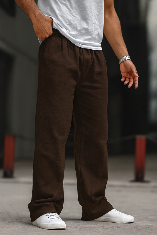 Imported Loose Bottom Trouser-Dark Brown