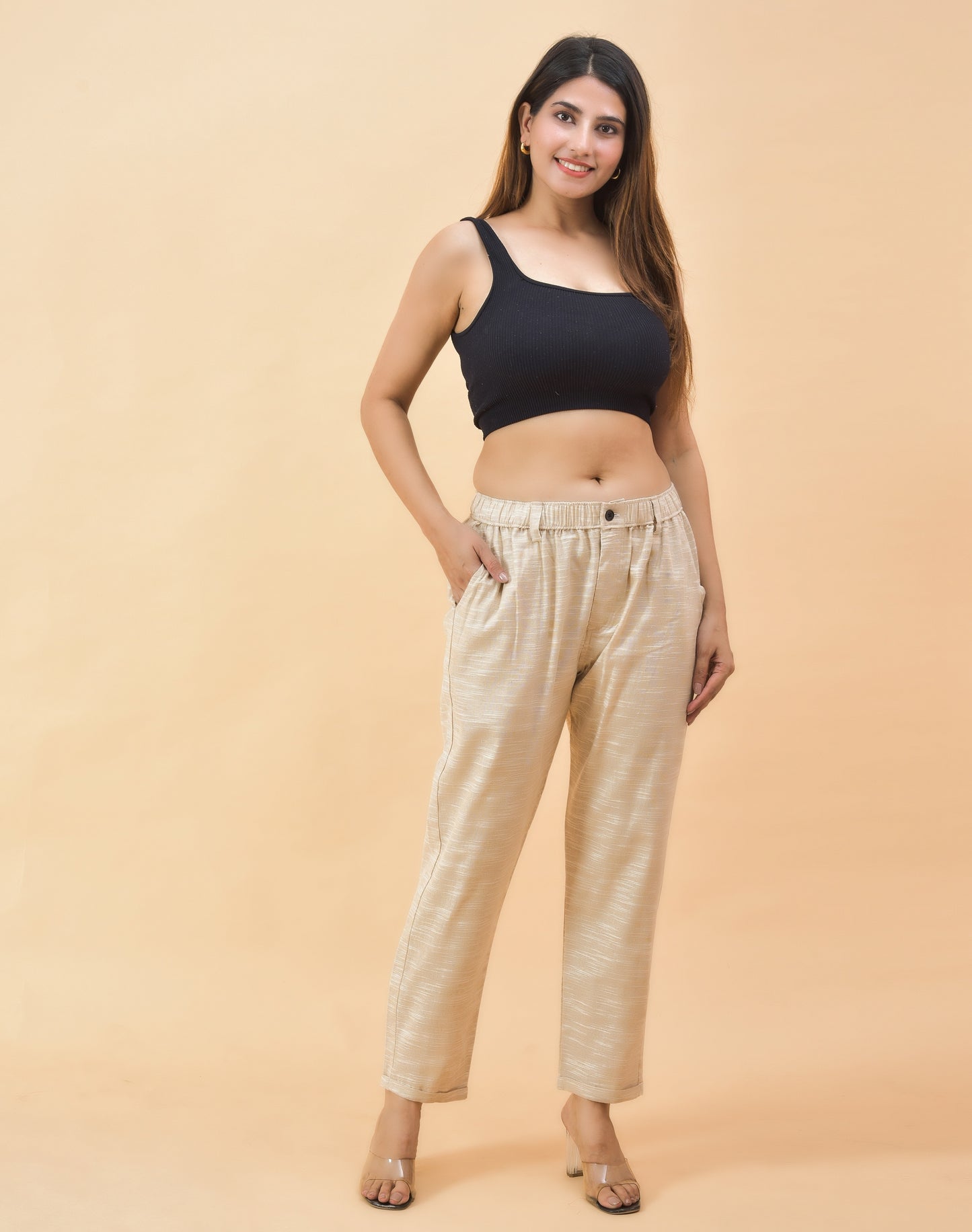 Women Casual Denim Cotton Pant Trouser-Skin