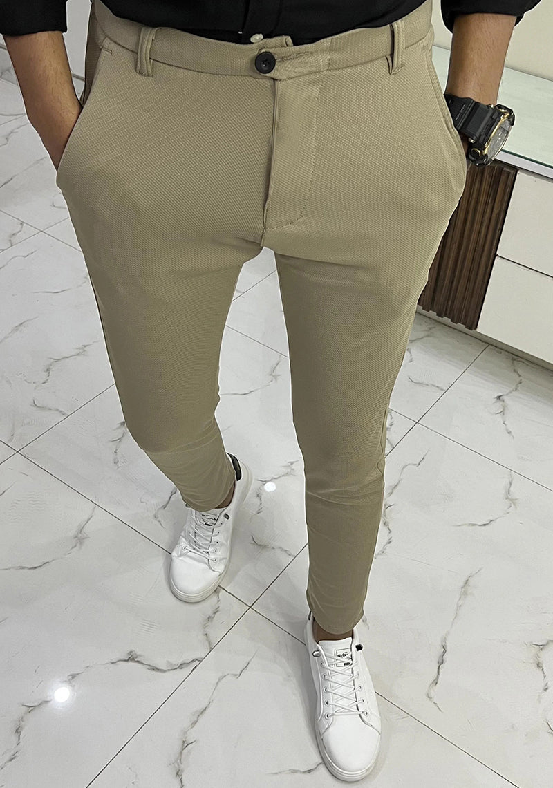 Self Texture Knitted Cotton Slim fit Pant-Skin – IT Textile