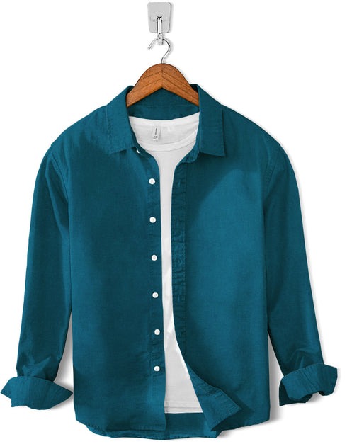 Casual Chambray Cotton Shirt- Zinc