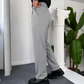 Self Texture Knitted Cotton Pant-Silver Grey